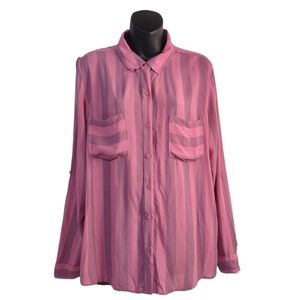 a.n.a Women's Rayon Button-Down Shirt Size L